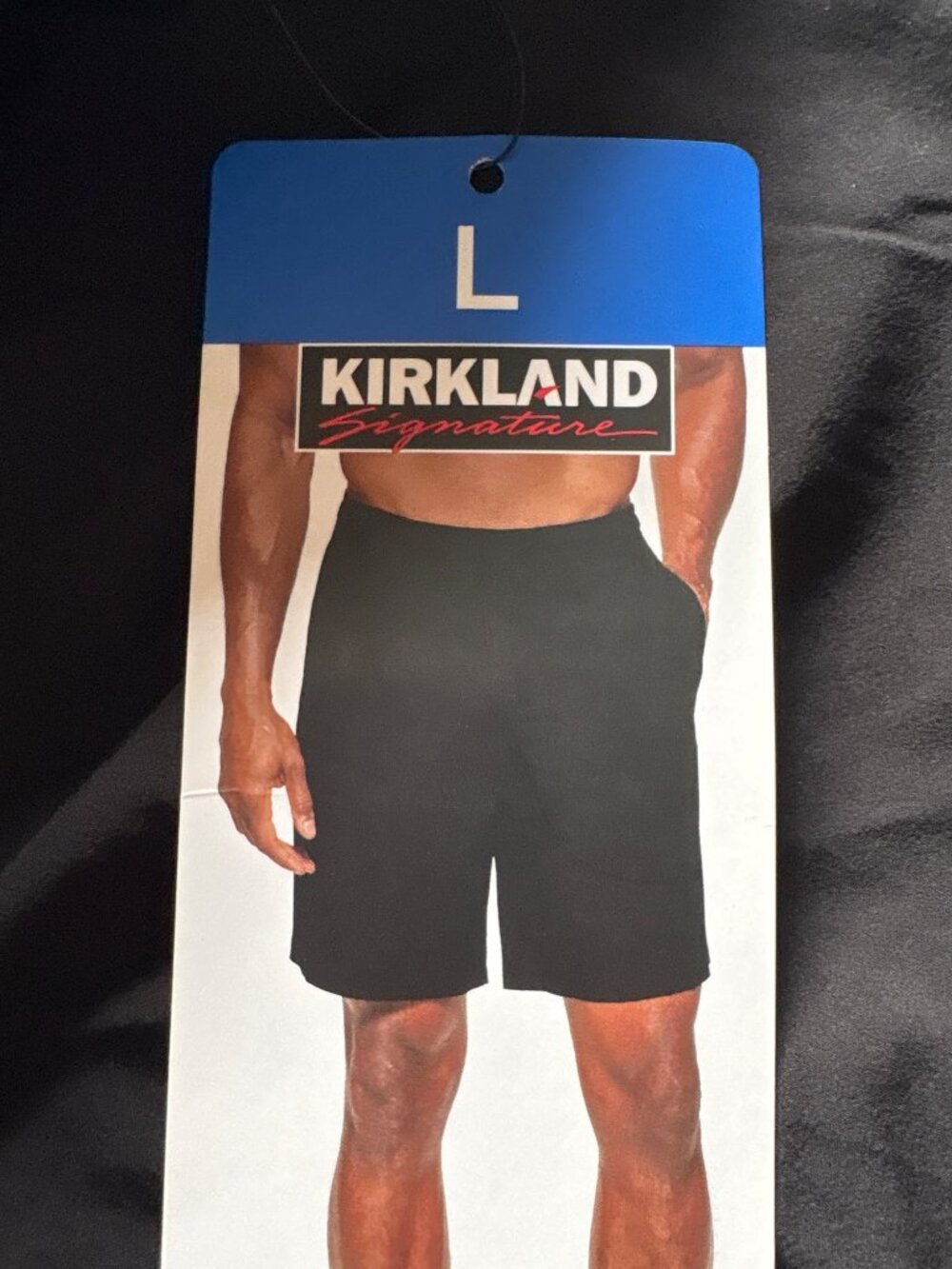 Mens Swim Shorts L Black Stretch Fabric Comfort Waistband Zipper Back Pocket